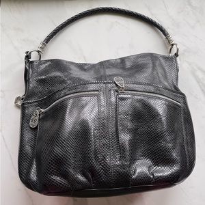 Brighton snakeskin embossed black handbag, in EUC
